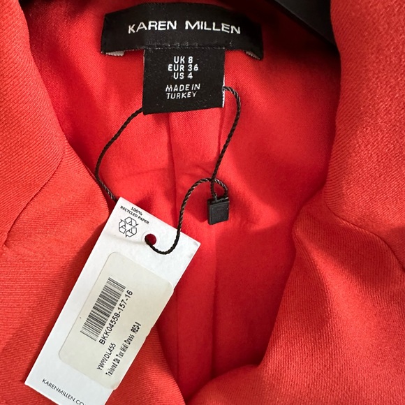 Karen Millen Tailored Db Tux Midi Dress Red Orange NWT 4 ❤️ - Picture 8 of 9